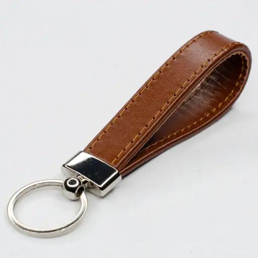 Blank leather keychain loop alternate view