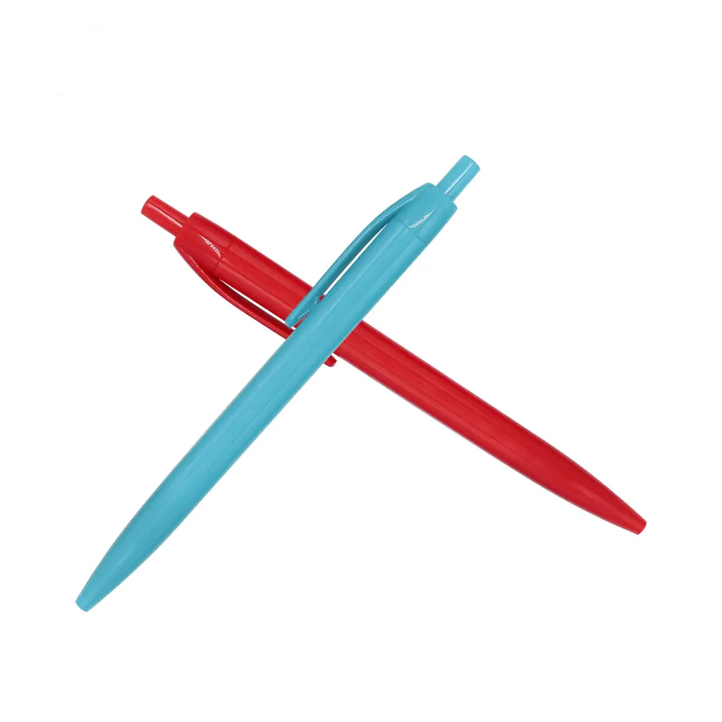 Blank plastic ballpoint pen_teal_red.webp