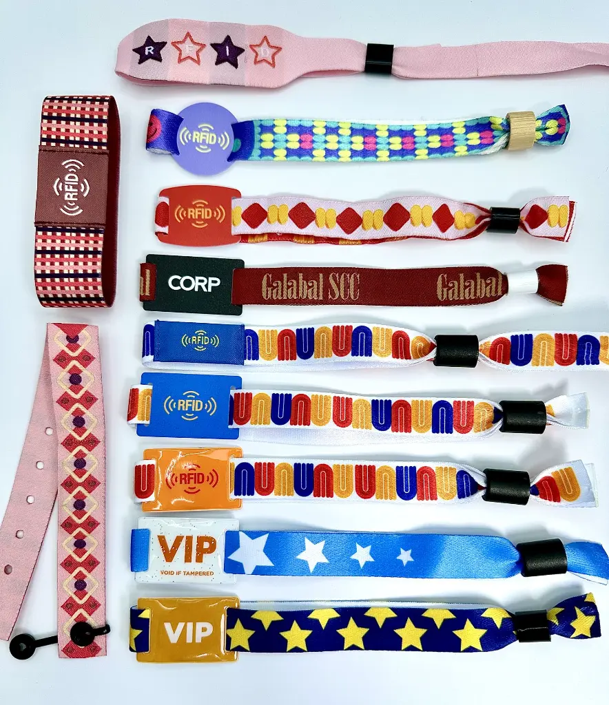 Colourful custom-ready fabric wristband collection