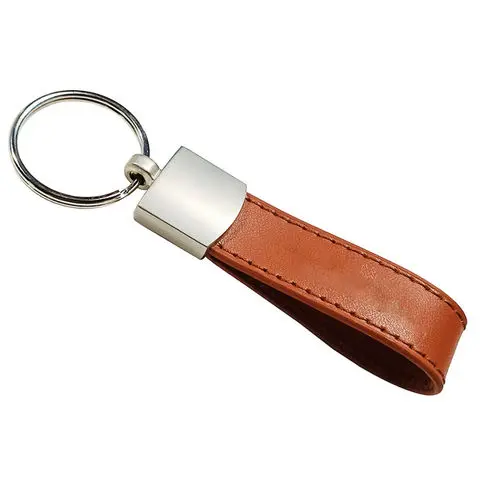 Blank leather keychain loop (white)