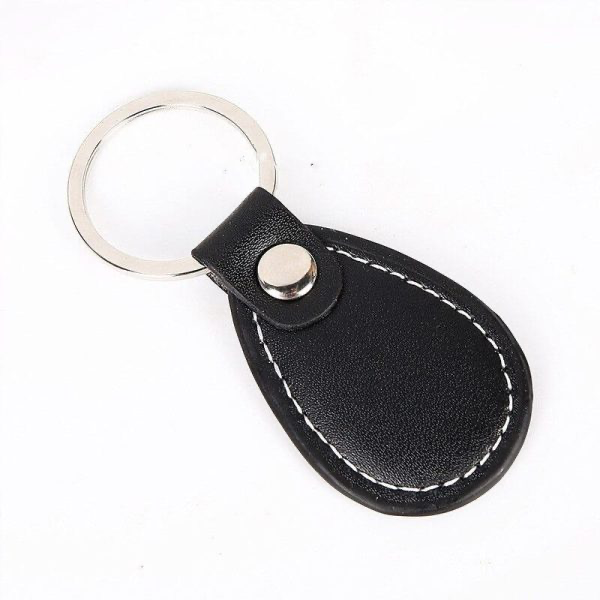 Blank smart leather keychain (white, NFC, Oval)