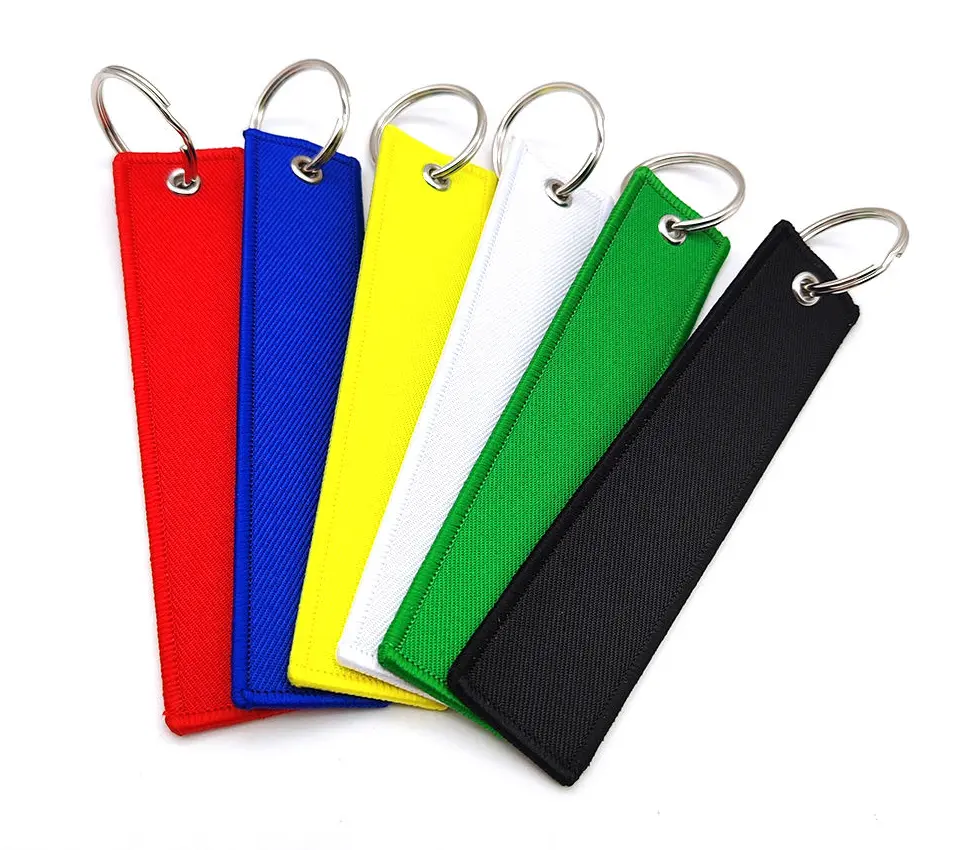 Blank woven jet-tag keychain (white)