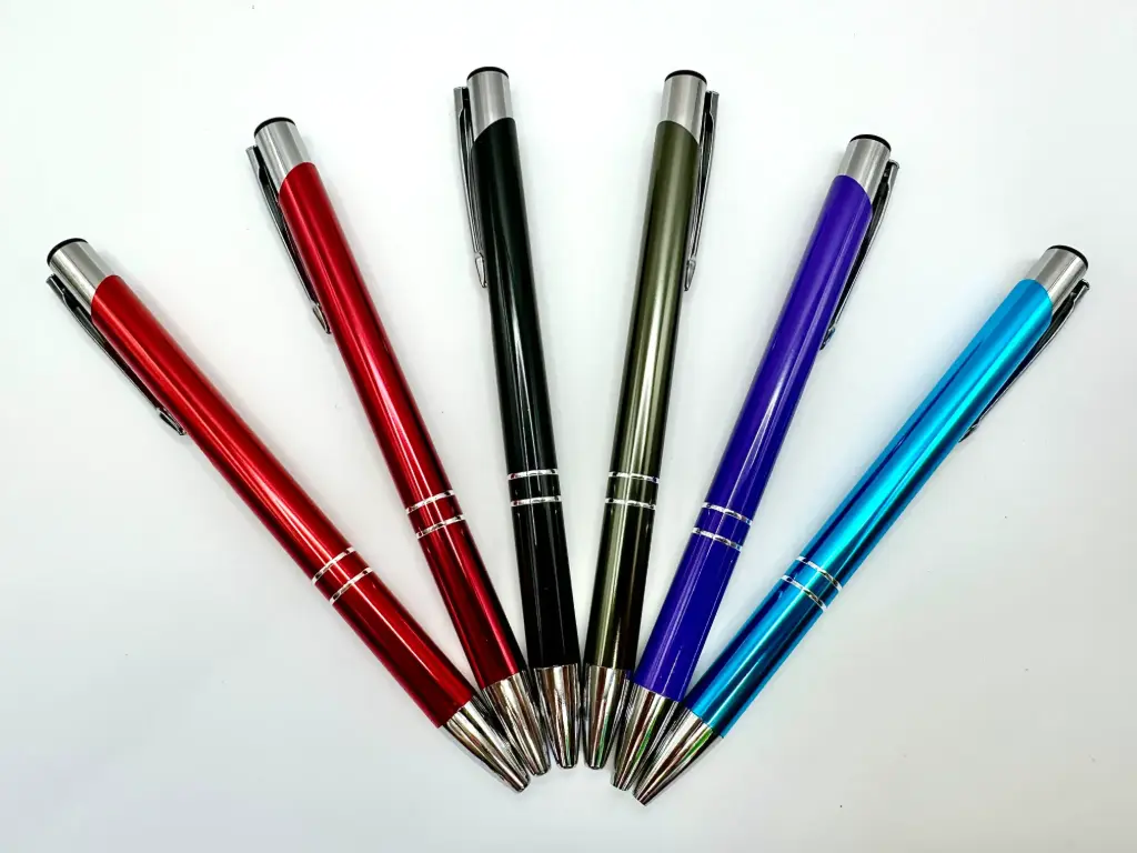 Blank aluminum ballpoint pen (white, No)